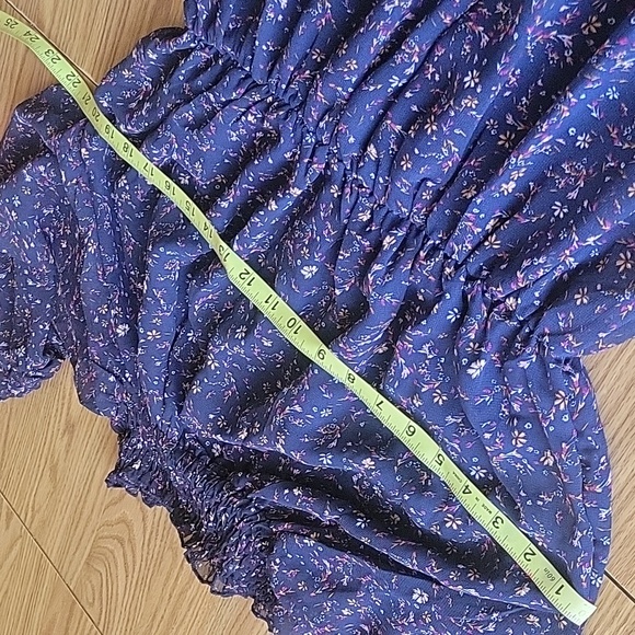 Boheewohee midi cowlneck raffle dress size large navy blue pink yellow - Picture 10 of 16